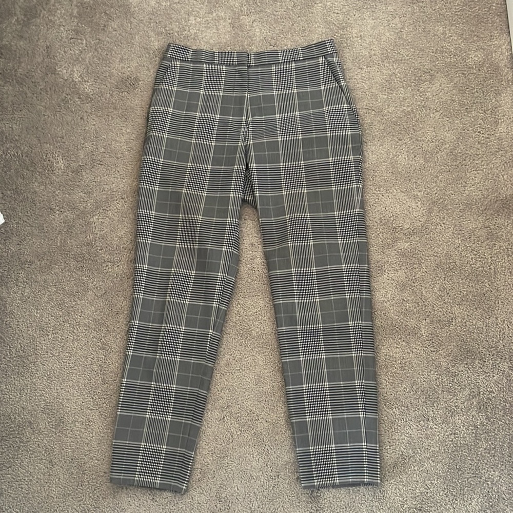 H&M Grey and Blue Checkered Work Pants